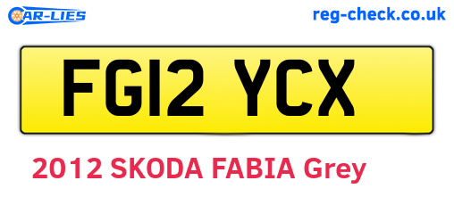 FG12YCX are the vehicle registration plates.