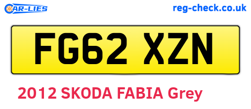 FG62XZN are the vehicle registration plates.