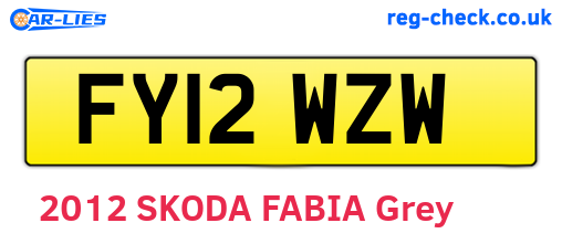 FY12WZW are the vehicle registration plates.