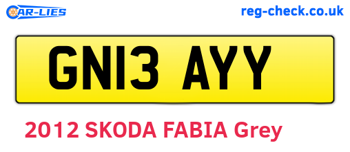 GN13AYY are the vehicle registration plates.