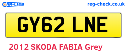 GY62LNE are the vehicle registration plates.