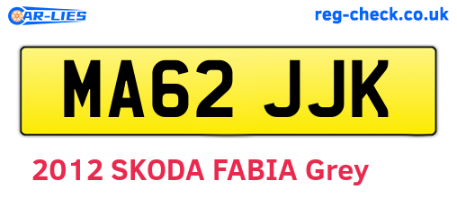 MA62JJK are the vehicle registration plates.