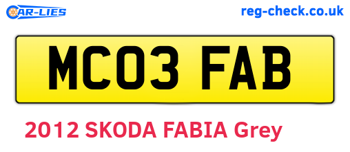 MC03FAB are the vehicle registration plates.