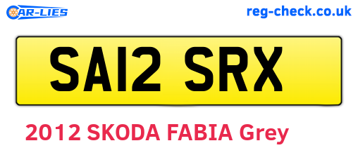 SA12SRX are the vehicle registration plates.