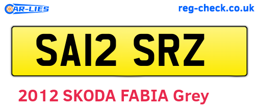 SA12SRZ are the vehicle registration plates.