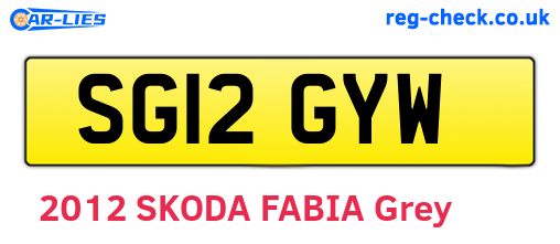 SG12GYW are the vehicle registration plates.