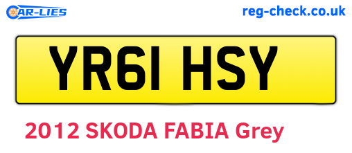 YR61HSY are the vehicle registration plates.