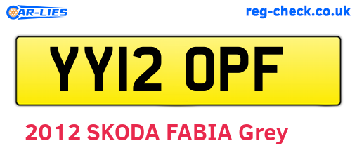 YY12OPF are the vehicle registration plates.
