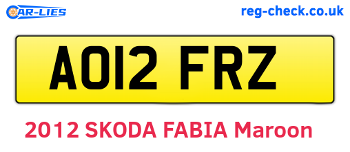 AO12FRZ are the vehicle registration plates.