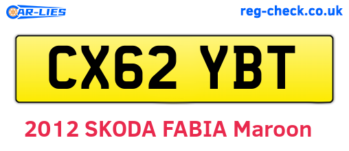 CX62YBT are the vehicle registration plates.