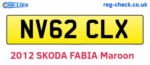 NV62CLX are the vehicle registration plates.