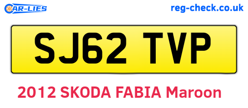 SJ62TVP are the vehicle registration plates.