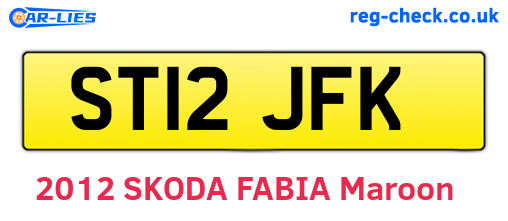 ST12JFK are the vehicle registration plates.