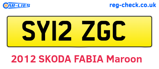 SY12ZGC are the vehicle registration plates.