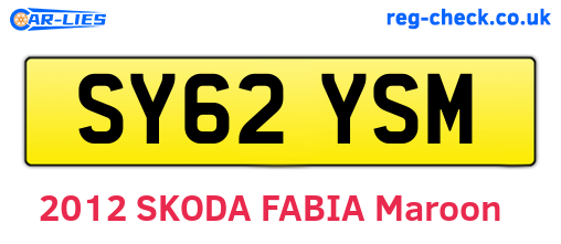 SY62YSM are the vehicle registration plates.