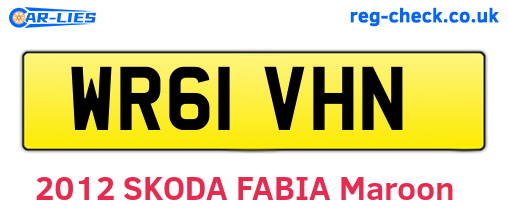 WR61VHN are the vehicle registration plates.
