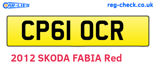 CP61OCR are the vehicle registration plates.