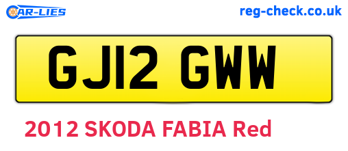 GJ12GWW are the vehicle registration plates.