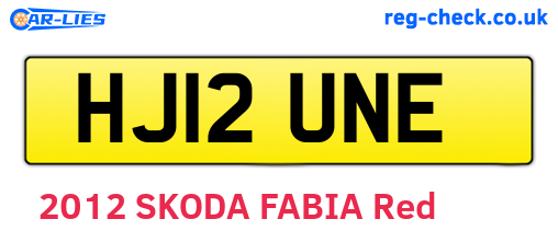 HJ12UNE are the vehicle registration plates.