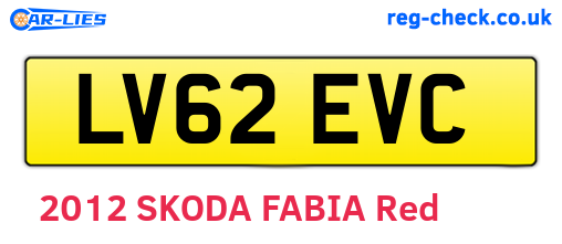 LV62EVC are the vehicle registration plates.