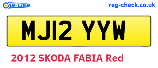 MJ12YYW are the vehicle registration plates.