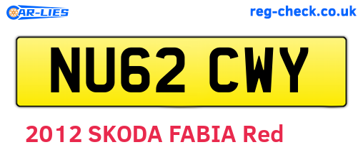 NU62CWY are the vehicle registration plates.