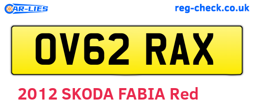 OV62RAX are the vehicle registration plates.