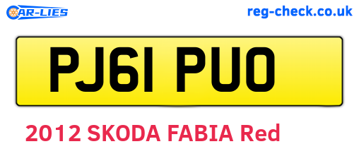 PJ61PUO are the vehicle registration plates.