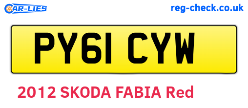 PY61CYW are the vehicle registration plates.