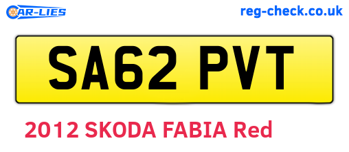 SA62PVT are the vehicle registration plates.