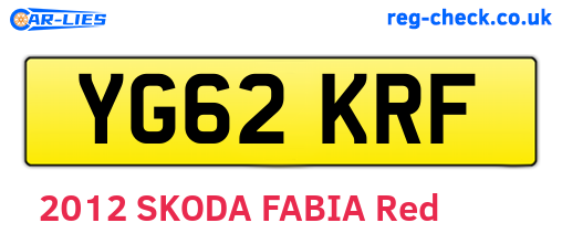 YG62KRF are the vehicle registration plates.
