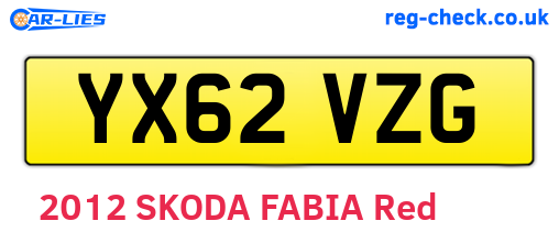 YX62VZG are the vehicle registration plates.