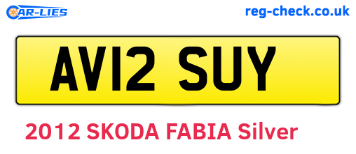 AV12SUY are the vehicle registration plates.
