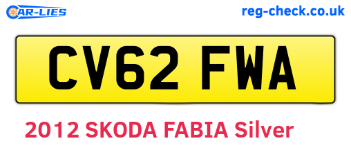 CV62FWA are the vehicle registration plates.