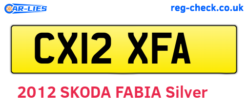 CX12XFA are the vehicle registration plates.