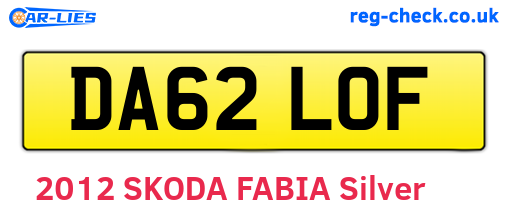 DA62LOF are the vehicle registration plates.