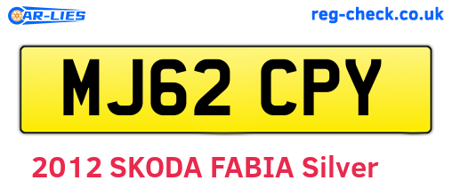 MJ62CPY are the vehicle registration plates.