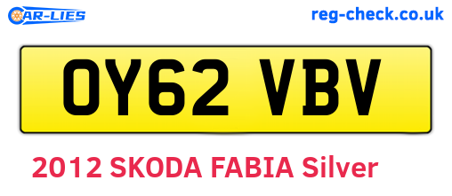 OY62VBV are the vehicle registration plates.