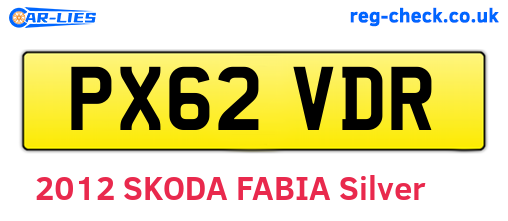 PX62VDR are the vehicle registration plates.