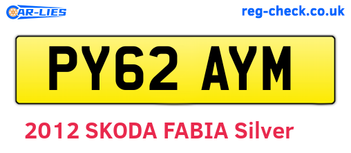 PY62AYM are the vehicle registration plates.