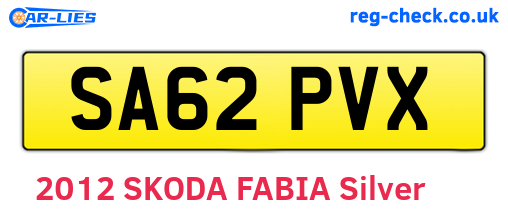 SA62PVX are the vehicle registration plates.