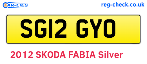 SG12GYO are the vehicle registration plates.