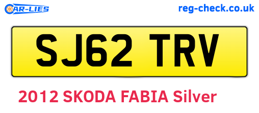 SJ62TRV are the vehicle registration plates.