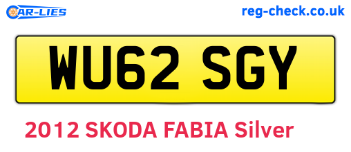 WU62SGY are the vehicle registration plates.