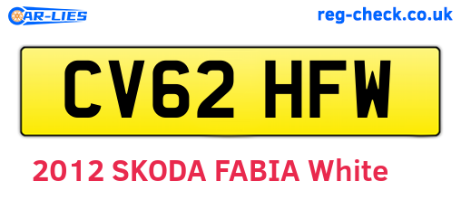 CV62HFW are the vehicle registration plates.