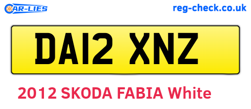 DA12XNZ are the vehicle registration plates.