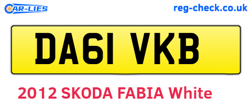 DA61VKB are the vehicle registration plates.