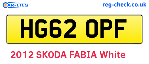 HG62OPF are the vehicle registration plates.
