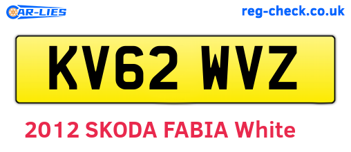 KV62WVZ are the vehicle registration plates.