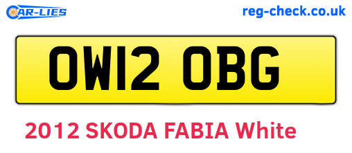 OW12OBG are the vehicle registration plates.